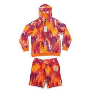 Houston White x Target Vibrant Orange Abstract Print Hoodie & Shorts Set